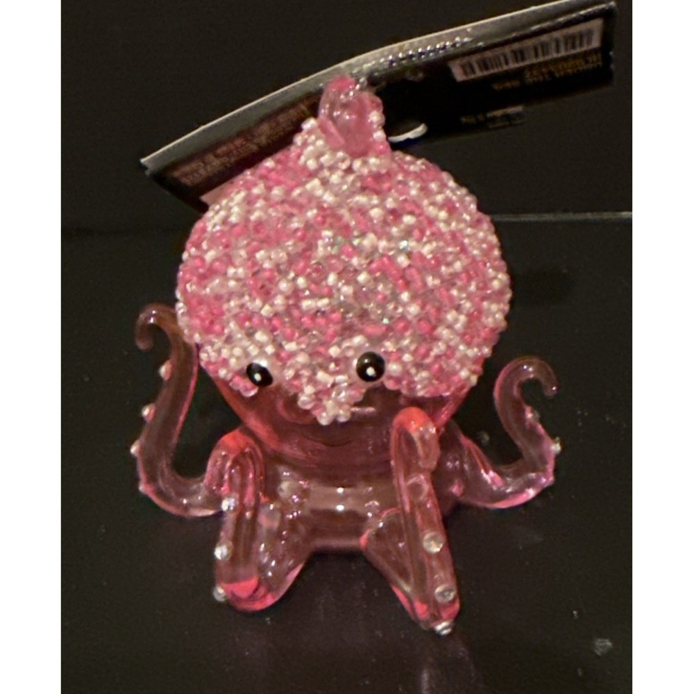 Robert Stanley Pink Octopus Embellished Glitter Glass Christmas Ornament‎ NEW